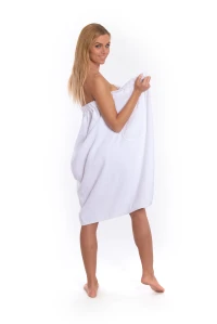 Sada White: župan KIMONO + dámský saunový kilt + osuška