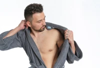 Sada Dark Grey: župan KIMONO + pánský saunový kilt + osuška