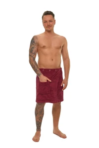 Sada Bordeaux: župan KIMONO + pánský saunový kilt + osuška