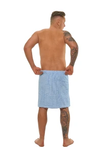Sada Light Blue: župan s kapucí + pánský saunový kilt + osuška