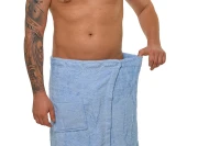 Sada Light Blue: župan s kapucí + pánský saunový kilt + osuška