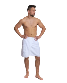 Pánský bavlněný saunový kilt, Bílá