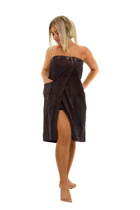 Sada Black Chocolate: župan KIMONO + dámský saunový kilt + osuška