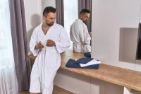 Sada White: župan KIMONO + pánský saunový kilt + osuška
