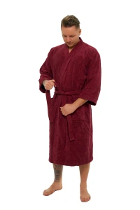 Sada Bordeaux: župan KIMONO + pánský saunový kilt + osuška