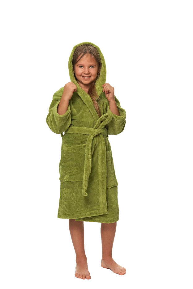 Dětský župan s kapucí, Olive Green