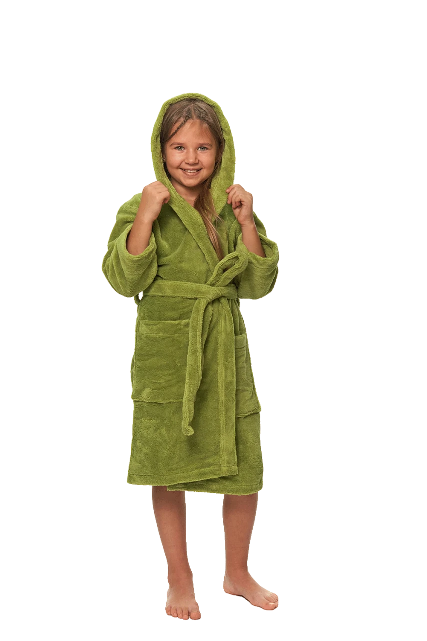 Dětský župan s kapucí, Olive Green