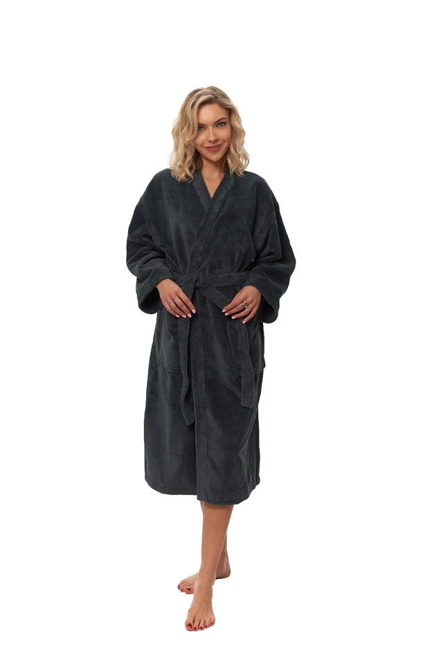 Dámský župan Kimono mikroplyš/bavlna, Antracit