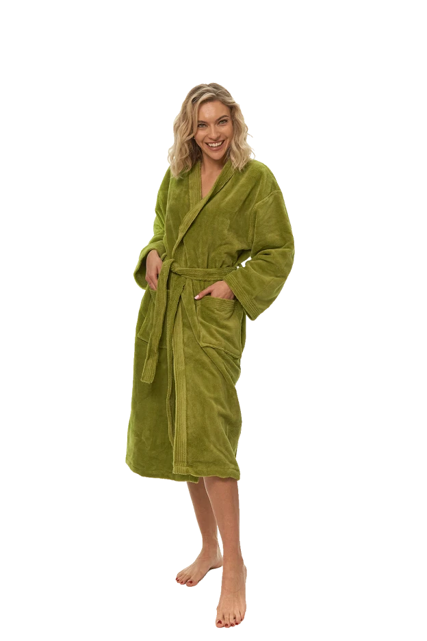 Dámský župan Kimono mikroplyš/bavlna, Olivově zelená
