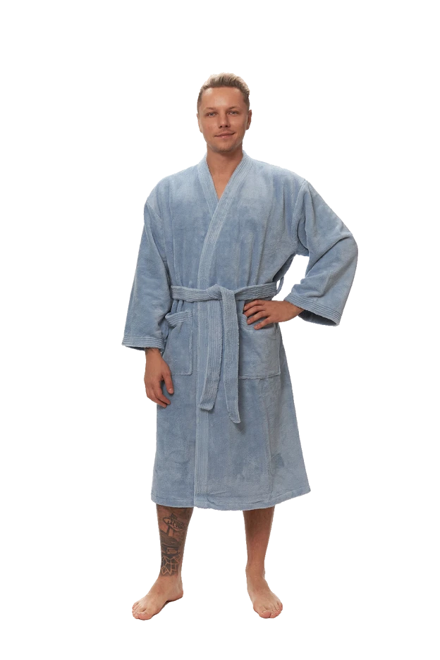 Pánský župan Kimono mikroplyš/bavlna, Mlžná modř