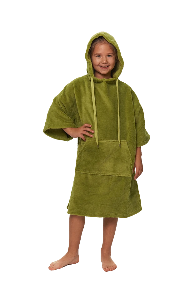 Dětské plážové pončo, 6-10 let, Olive Green