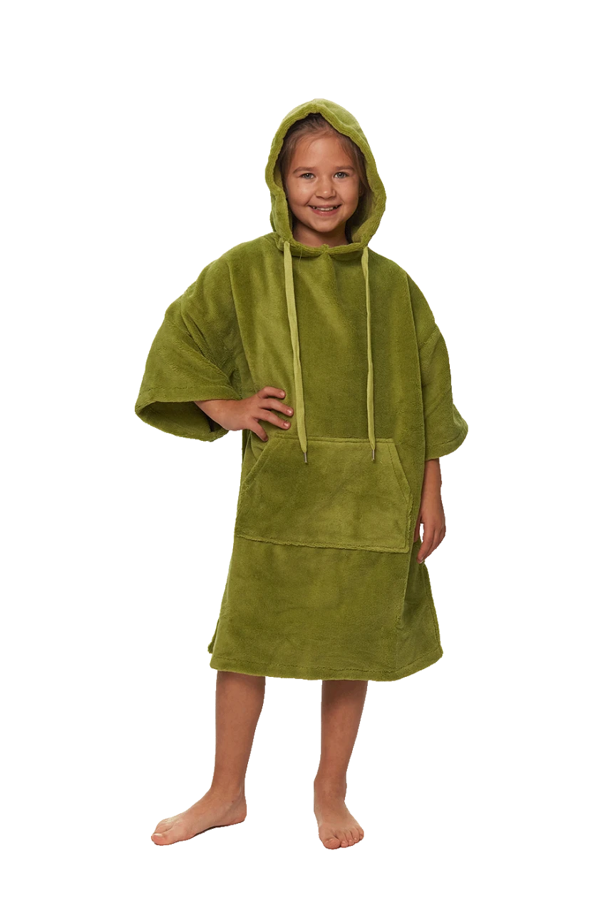 Dětské plážové pončo, 6-10 let, Olive Green