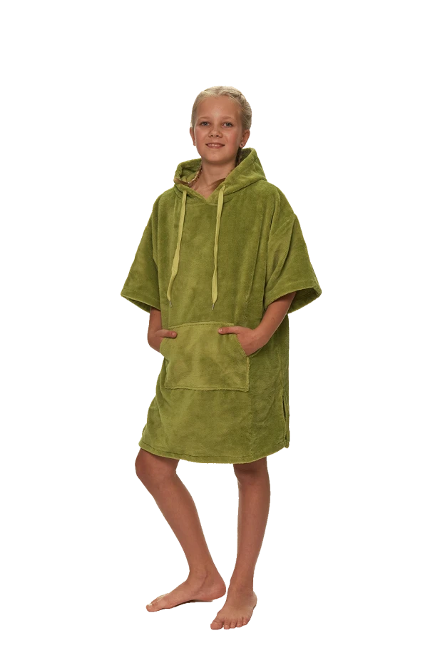 Juniorské plážové pončo, 11-14 let, Olive Green