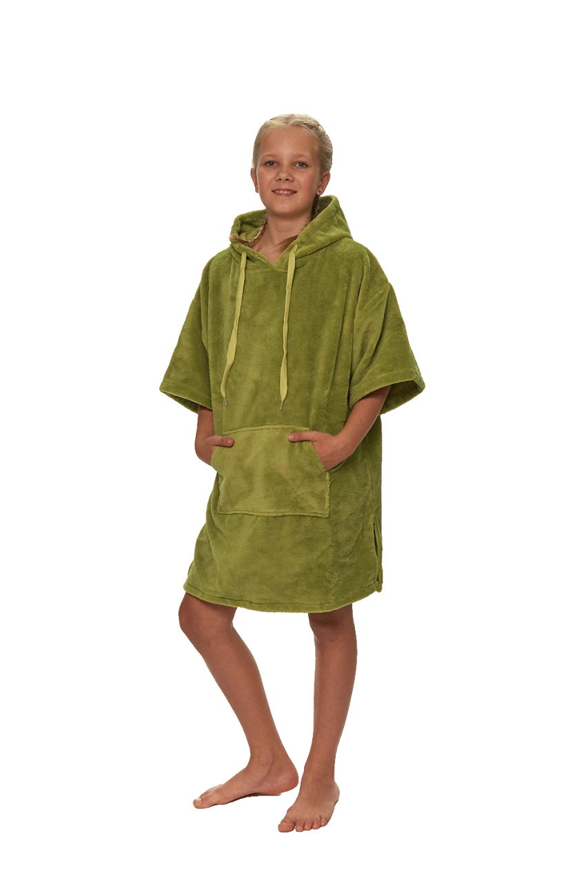 Juniorské plážové pončo, 11-14 let, Olive Green