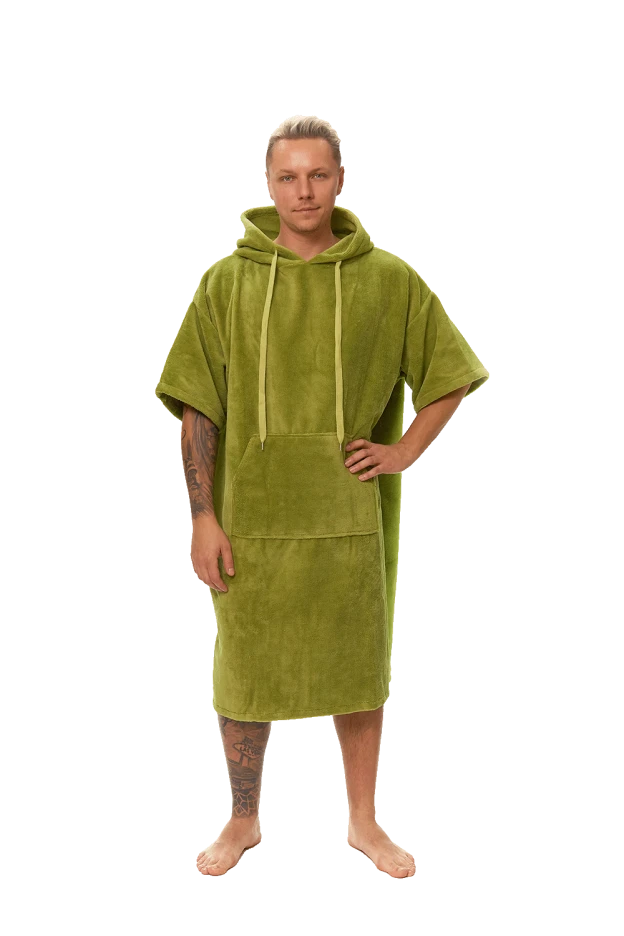 Pánské plážové pončo, 80 x 115 cm, Olive Green